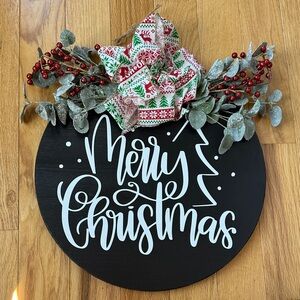 Merry Christmas Black and White Holiday Hanging Decor